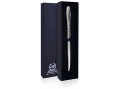 Серебряный десертный нож с резным узором на ручке «Морозко» 